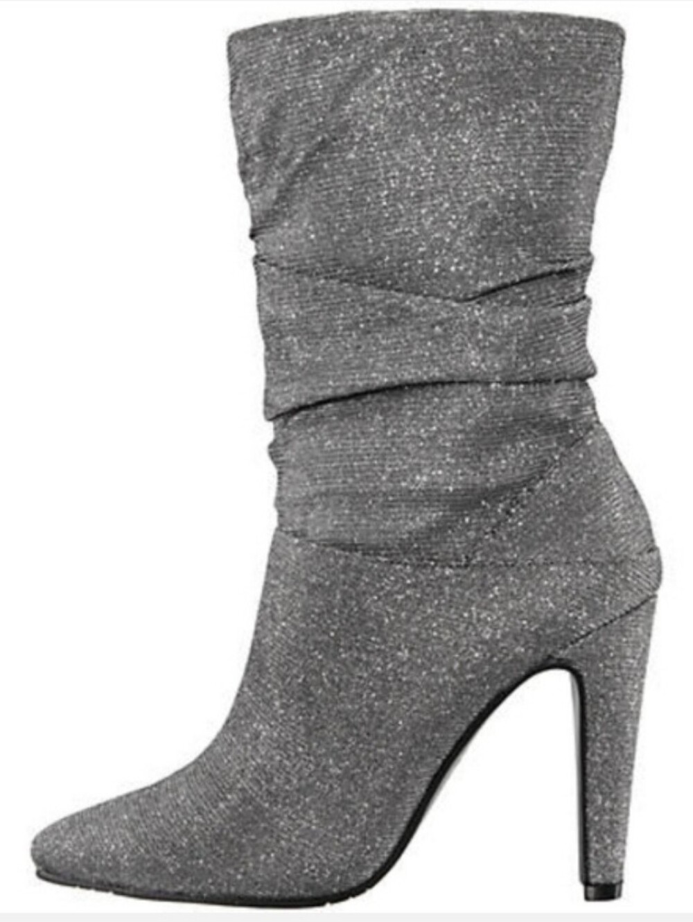 NEW Nina Silver Metallic Slouch Heeled Boots